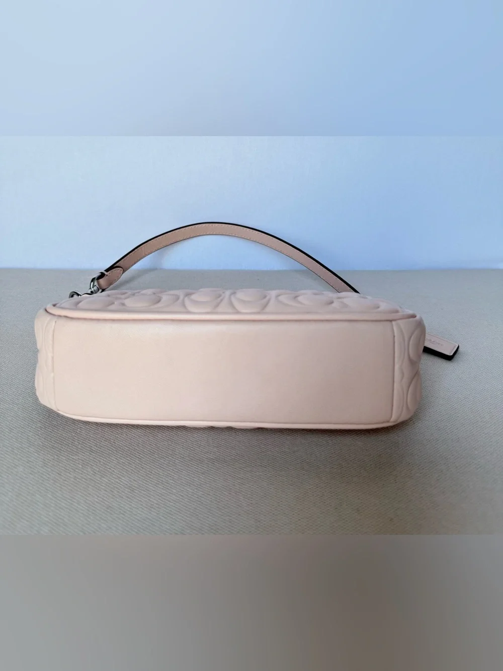 NWT Coach Nolita 19 In Signature Leather Small Bag Silver/Blush pink CZ456